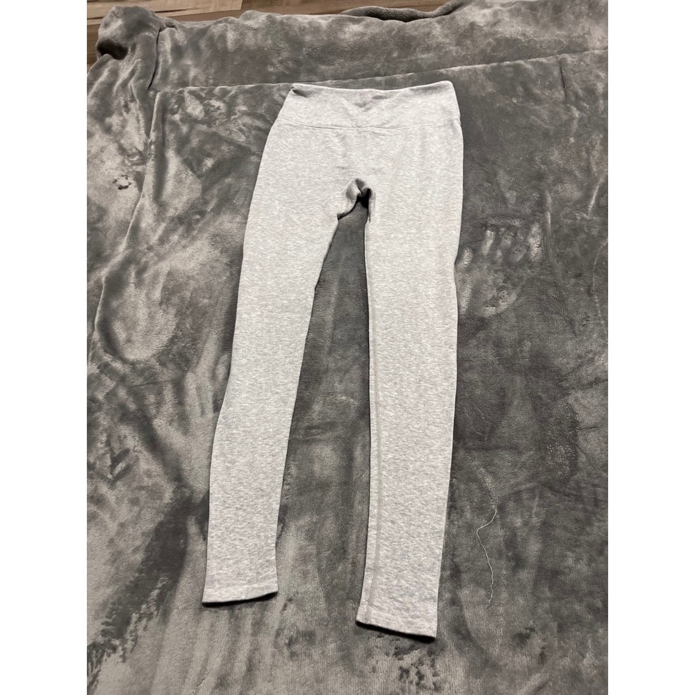 Womens Light Gray Heathered High Waisted Knit Leggings Stretchy Yoga Pants
